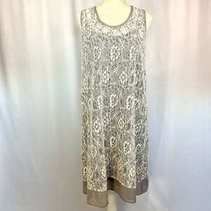 Simply Vera Wang Lace Overlay Shift Dress Women's Large White Gray Coquette